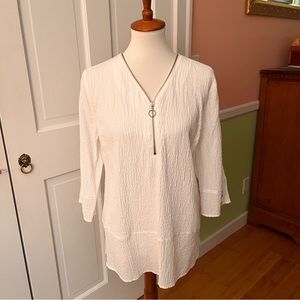 JM Collection White 3/4 Sleeves Tunic